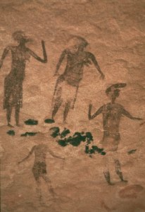 Felsmalerei von Männern und Frauen aus Jabbaren, 7.-1. Jahrhundert v. Chr.