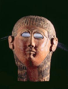 00368 Bärtige Maske, aus Karthago, Tunesien, Phönizisch, 4. Jahrhundert v. Chr. (geformter, bemalter Terrakotta) von Unbekannt