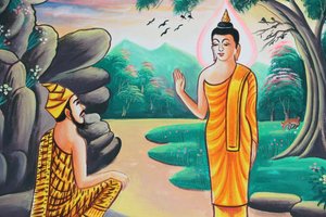 Gemälde, das die Lebensgeschichte von Shakyamuni Buddha darstellt