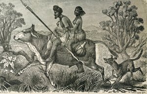 AFRIKA (19. Jahrhundert). Bewohner Zentralafrikas. Gravur. von Unbekannter Künstler