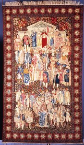 Ein Kirman Maha"ir Teppich, der berühmte Persönlichkeiten der antiken und europäischen Welt darstellt, von Moses bis Napoleon von Unbekannt