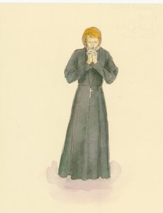 Eine Rekonstruktionsillustration eines mittelalterlichen Priesters
