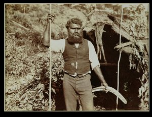 Aborigine mit einem Bumerang, ca. 1860er Jahre