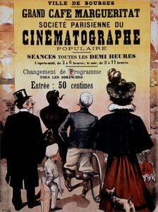 Werbung für Kinematograph in Bourges, Frankreich, ca. 1895
