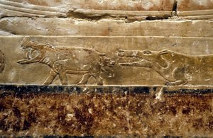 Detail, das Flusspferde darstellt