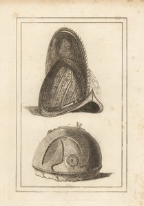 Antiker venezianischer Morionhelm verziert mit militärischen Trophäen und ein antiker römischer Helm gefunden in Cannae von Unbekannt