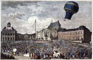 Aufstieg des Heißluftballons "Martial" von Unbekannter Künstler