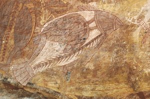 Australien, Northern Territory, Arnhem Land, Kakadu Nationalpark, Obiri Rock, Aborigine-Felsmalereien von Benjamin Baud