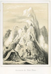 Lawine am Mont Blanc, die den Tod von drei Führern zur Folge hatte. Gravur „Ciel Terre et Mer“ von R. Delasalle, um 1860 von Unbekannt