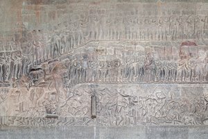 Basreliefs in der südlichen Galerie von Angkor Wat, Kambodscha