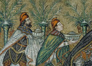 Detail der Mosaiken der Heiligen Drei Könige von Benjamin Baud