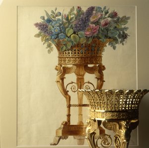Blumenkorb mit Löwen, Zeichnung von Garneray um 1800