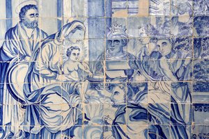 Brasilien, Bahia, Salvador: Azulejo in der Bonfim-Kirche: die Epiphanie