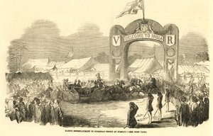 Britisches Reitpferd mit Kutsche in Bombay, ca. 1800 (Illustration)