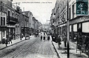 Champagne-Ardenne, Marne (51), Chalons sur Marne: Blick auf die Rue de la Marne - Postkarte Ende 19. Anfang 20. Jahrhundert von William M. Timlin