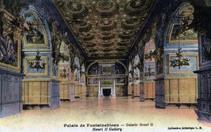 Schloss Fontainebleau: Galerie Heinrich II. - Postkarte Ende 19. Anfang 20. Jahrhundert
