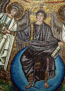 Christus und Engel, Detail von oberhalb der Apsis, 6. Jahrhundert von Unbekannt
