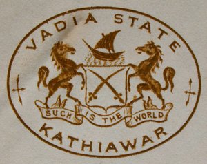 Wappen Anfang des 20. Jahrhunderts; Vadia Saurashtra; Gujarat; Indien