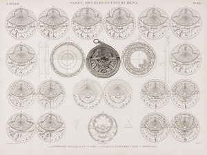 Kupfer-Koufique-Astrolabium und Astrolabiumplatten von Unbekannt