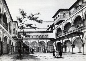 Hof der Kasbah-Festung in Algier von J.B. and Brown J. Rowbotham