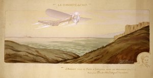 Anfang der Luftfahrt: John Moisant führt den ersten Passagiertransport über den Ärmelkanal durch, indem er seinen Mechaniker in seinem Bleriot-Doppeldecker am 17. August 1910 mitnimmt