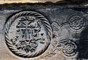 Dekoratives Detail vom Eingang, Pigna, Ligurien, Italien von Benjamin Baud