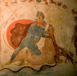 Detail eines Freskos im Mithräum von Unbekannter Künstler