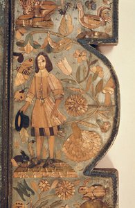 Detail der Strohmarketerie vom Spiegelrahmen um 1670