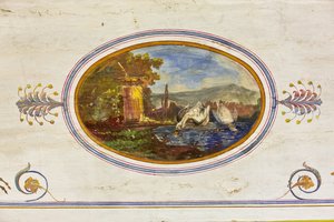 Detail der Dekoration, die Schwäne darstellt, Das Rote Zimmer, Das Königliche Apartment, Der Königspalast oder Palazzo dei Normanni, Palermo, Sizilien, Italien von Unbekannter Künstler