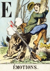 E : Emotionen - Das Jagdalphabet, ca. 1890 (Gravur)