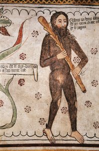 Ich bin ein wilder Mann von Natur, diejenigen, die mich beleidigen, werde ich in Angst versetzen, Fresko, Homo Salvadego Museum, Sacco, Cosio Valtellino, Lombardei, Italien von Benjamin Baud