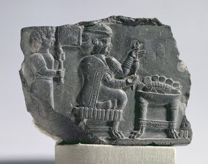 Elamitische Frau beim Spinnen, Neo-Elamitische Periode, ca. 700-600 v. Chr. von Unbekannt
