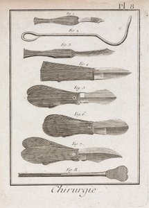 Ausrüstung, frühmoderne chirurgische Messer und Skalpelle von Unbekannt
