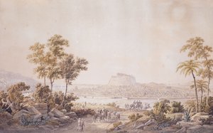 Figuren nähern sich der Stadt Athen, Griechenland, ca. 1800 von Unbekannt