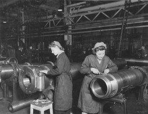 Montage von Verschlussblöcken in den Elswick Works, Newcastle upon Tyne, UK
