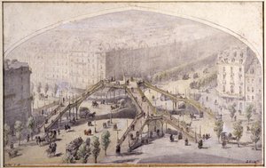Fußgängerbrücke in Paris von Unbekannter Künstler