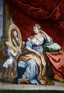 Françoise de Rochechouart de Mortemart, Marquise von Montespan (1641-1707), genannt Athénaïs, Mätresse des französischen Königs Ludwig XIV., kolorierte Gravur von Unbekannter Künstler