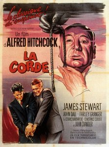 Französisches Plakat für den Film Rope, Regie Alfred Hitchcock, mit Jimmy Stewart, John Dall und Farley Granger 1948 von Unbekannt