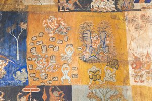 Fresken an den Wänden von Wat Bo mit Szenen aus dem Reamker, Siem Reap, Kambodscha von Unbekannter Künstler