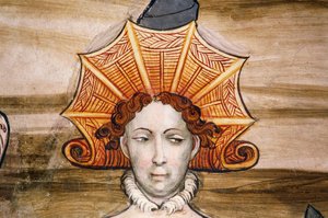 Fresken des Baronsaals (15. Jahrhundert), (Detail), Castello della Manta, Manta (Cuneo), Piemont, Italien von Benjamin Baud