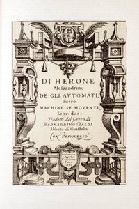 Frontispiz von „Die Automaten“ von Heron von Alexandria (1. Jahrhundert) 1589 von Unbekannt