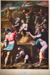Genua, Duomo (St. Laurentius-Kathedrale), innen, Baptisterium (ehemals Kirche St. Johannes der Alte): "Martyrium der Heiligen Katharina", von Cesare und Alessandro Semino