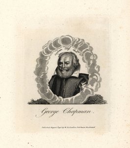 George Chapman, englischer Dramatiker, Übersetzer und Dichter, gestorben 1634. Kupferstich aus William Richards