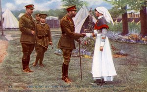 George V. trifft eine Krankenhausmatrone an der Westfront von Unbekannter Künstler
