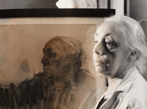 Deutsche Malerin, Grafikerin und Bildhauerin Käthe Kollwitz, Deutschland um 1940 (s/w Foto) von Unbekannter Künstler