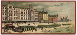 Grand Hotels: Außenansicht des Hotel de la Plage in Ostende, Belgien - Karte einer Serie, die die Hotels der 