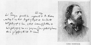 Handschrift und Unterschrift von Lord Tennyson