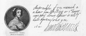 Handschrift und Unterschrift von Königin Henrietta Maria