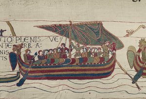 Harolds Schiffe werden in das Gebiet von Graf Guy von Ponthieu geweht, Teppich von Bayeux