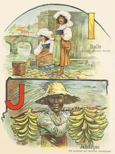 I J: Italien, Jamaika - ABC der zwei Welten. Emile Guerin, Verleger, Paris, um 1900. Maße: 27,5 x 21,5 cm von Unbekannt